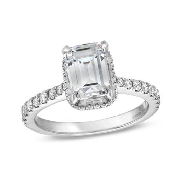 Emerald Hidden Halo Engagement Setting by Adorette In White Gold 14K