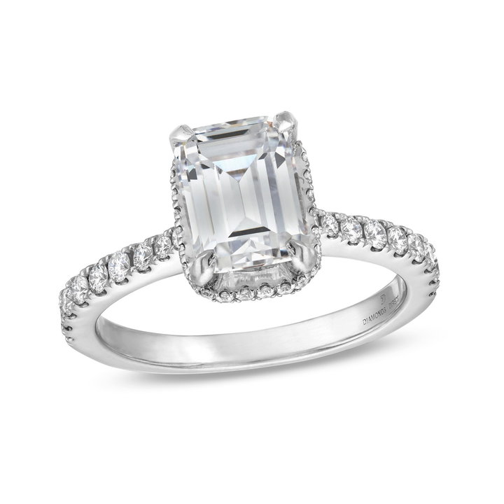 Emerald Hidden Halo Engagement Setting by Adorette In White Gold 14K