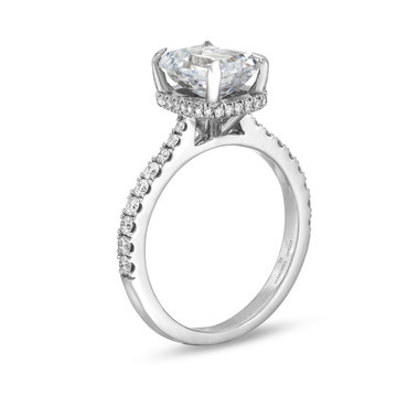 Emerald Hidden Halo Engagement Setting by Adorette In White Gold 14K