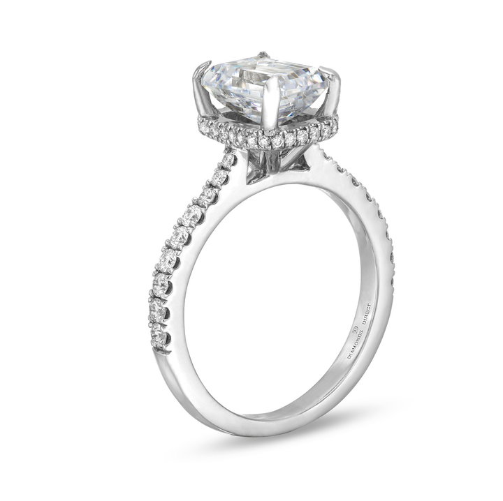 Emerald Hidden Halo Engagement Setting by Adorette In White Gold 14K