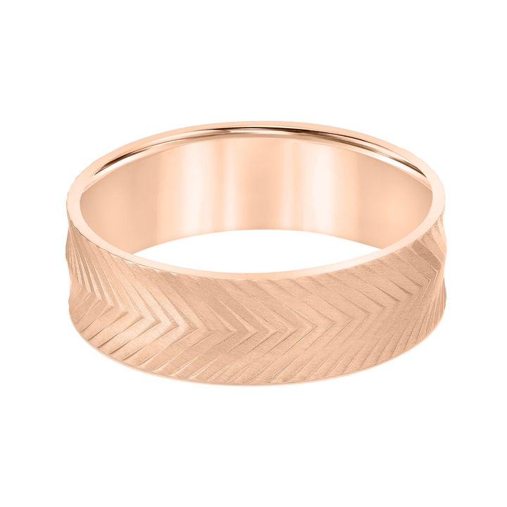 Yellow Gold 14K Chevron 7mm Wedding Band