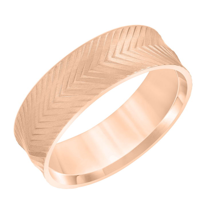 Yellow Gold 14K Chevron 7mm Wedding Band