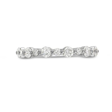 Single Prong Alternating Diamond Wedding Band by Adorette In White Gold 14K
