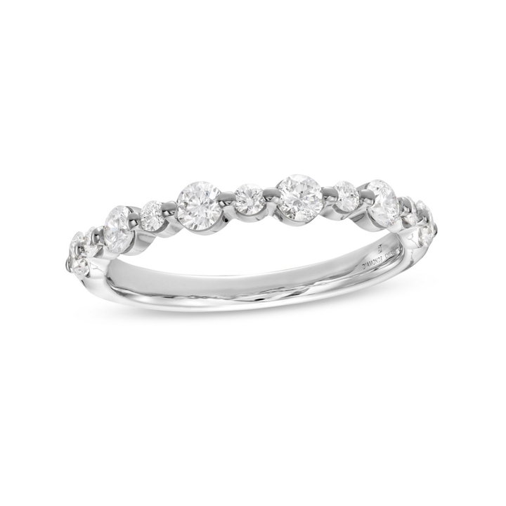 Single Prong Alternating Diamond Wedding Band by Adorette In White Gold 14K