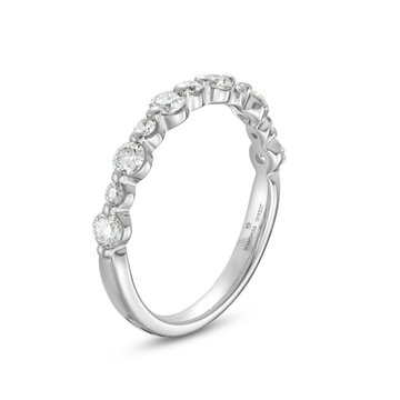 Single Prong Alternating Diamond Wedding Band by Adorette In White Gold 14K