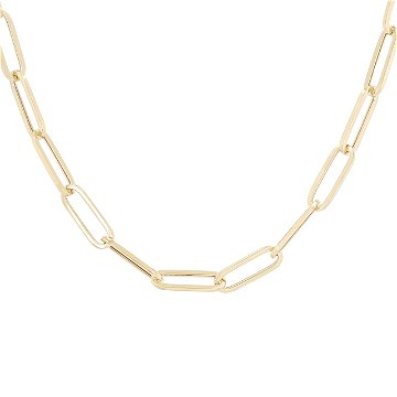 14K Gold Paper clip with Diamond Large Lock Necklace – David's