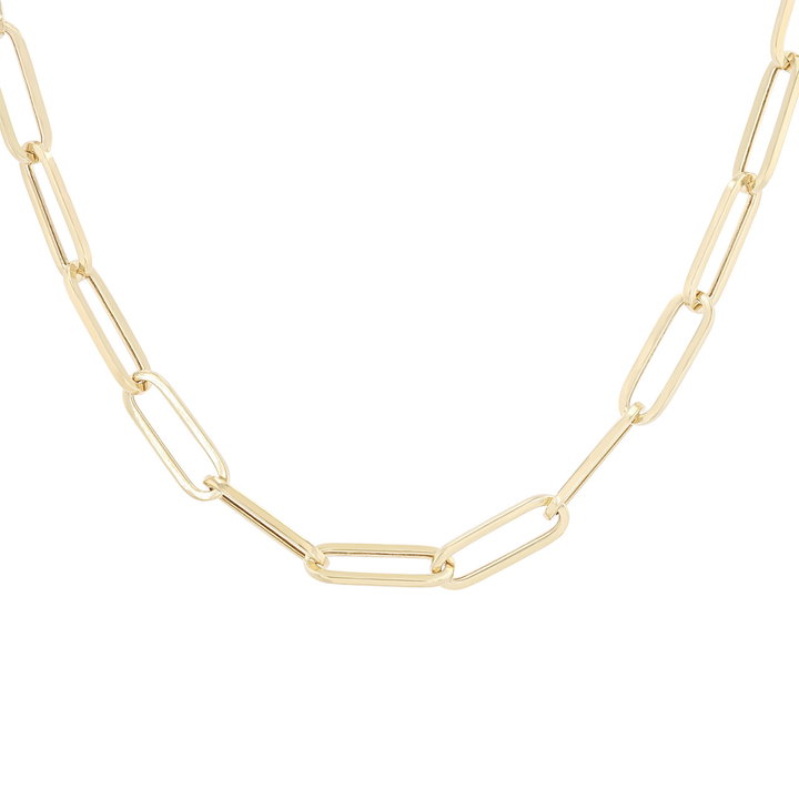 Gold Paperclip Chain Necklace In Yellow Gold 14K