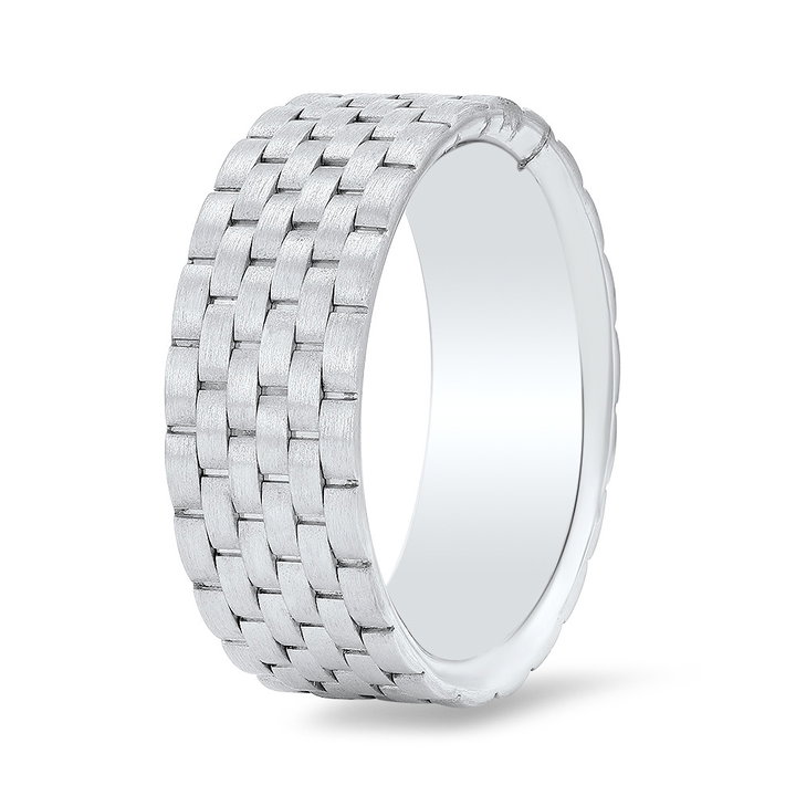 Matte Basket Weave 8mm Wedding Band In Yellow Gold 14K