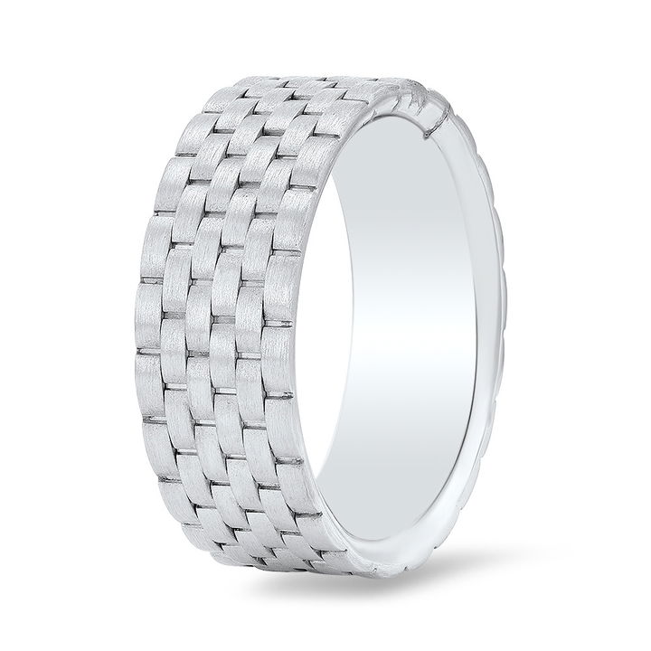 Yellow Gold 14K Matte Basket Weave 8mm Wedding Band