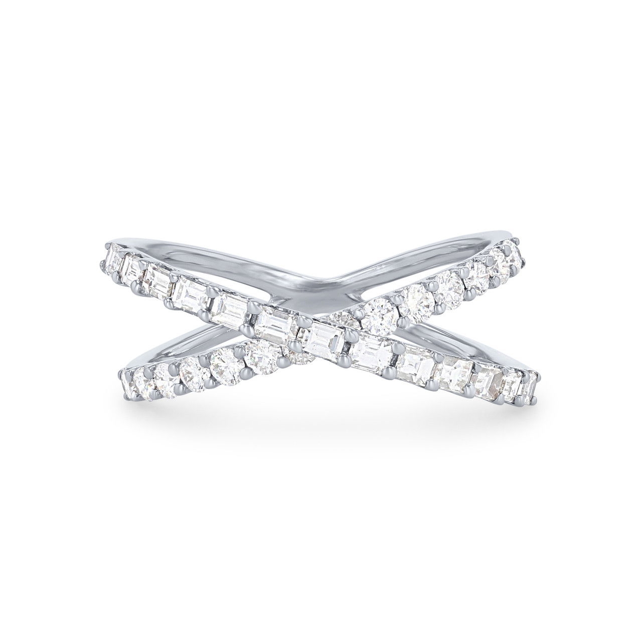 Mixed Diamond "X" Ring