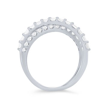 Mixed Diamond "X" Ring In White Gold 14K