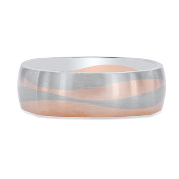 Two-Tone Square Wedding Band In Rose Gold/white Gold 14K