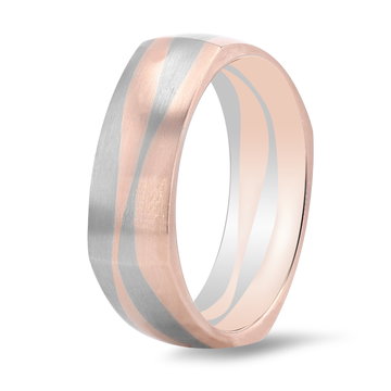 Two-Tone Square Wedding Band In Rose Gold/white Gold 14K