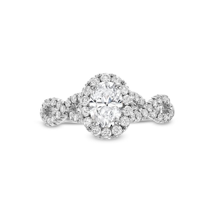 Oval Halo Twist Engagement Setting by Adorette In White Gold 14K