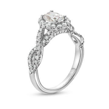 Oval Halo Twist Engagement Setting by Adorette In White Gold 14K