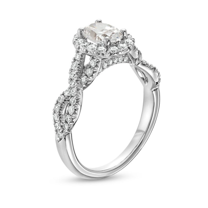 Oval Halo Twist Engagement Setting by Adorette In White Gold 14K
