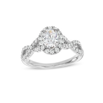 Oval Halo Twist Engagement Setting by Adorette In White Gold 14K