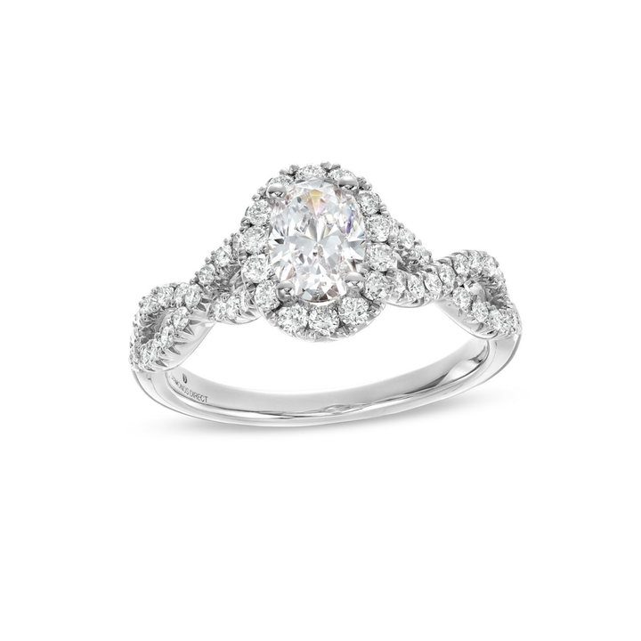Oval Halo Twist Engagement Setting by Adorette In White Gold 14K