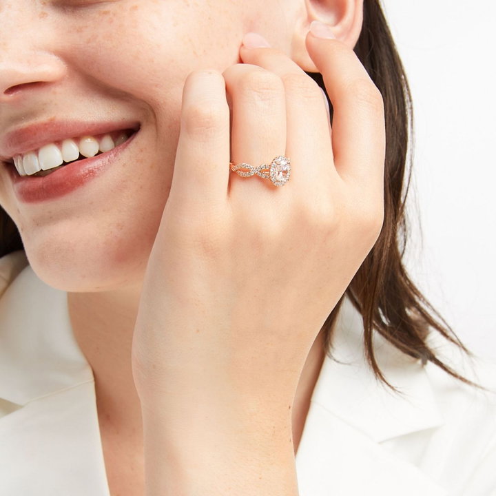 Oval Halo Twist Engagement Setting by Adorette In White Gold 14K