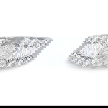 Three Row Round and Baguette Diamond Engagement Setting