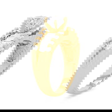 Three Row Round and Baguette Diamond Engagement Setting