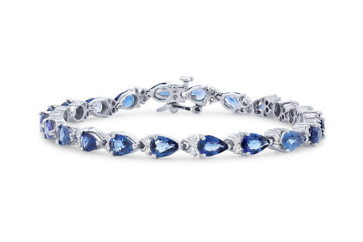 Sapphire and Diamond Bracelet In White Gold 14K