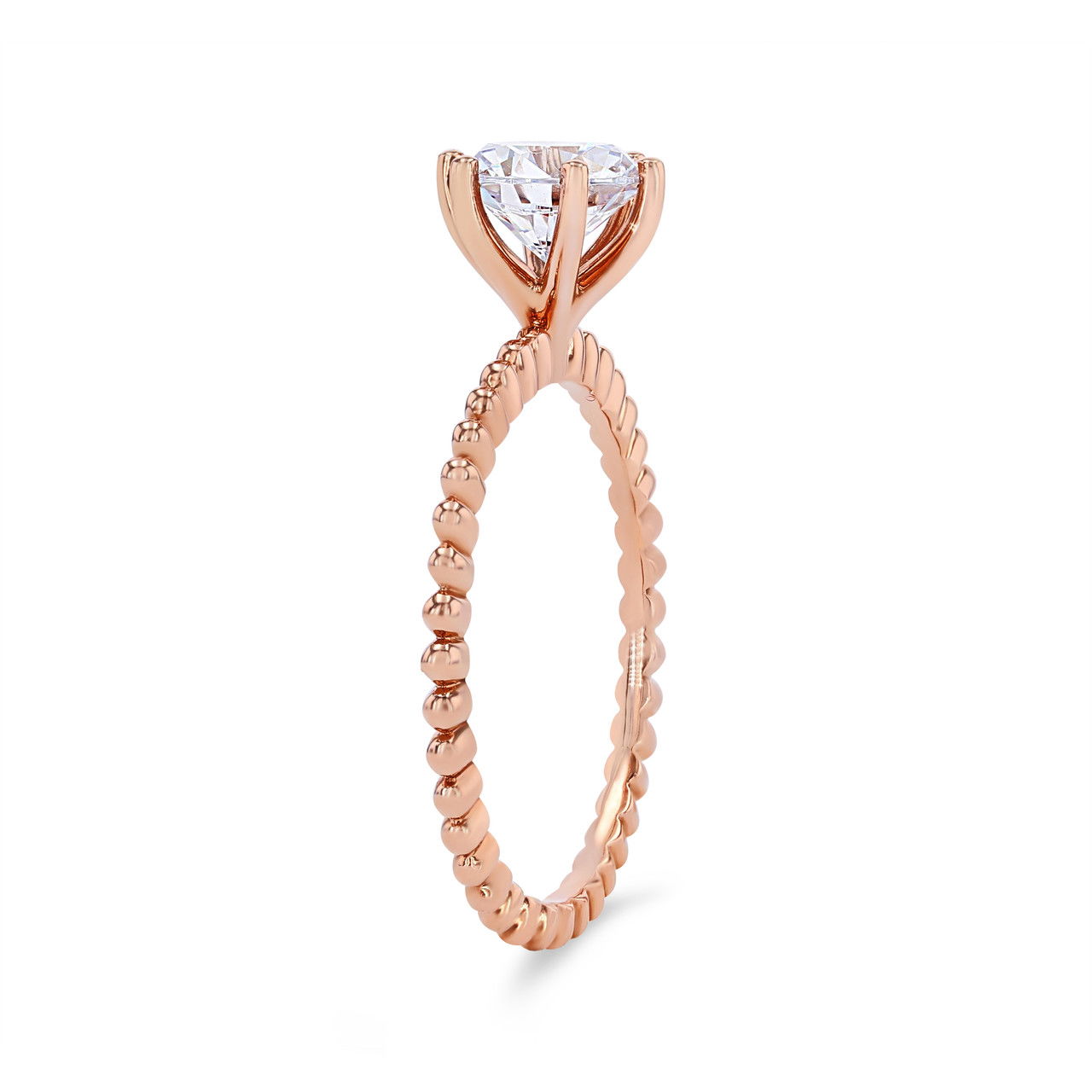 Solitaire Six Prong Beaded Engagement Setting