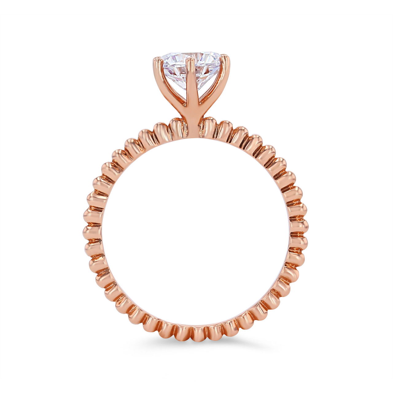 Solitaire Six Prong Beaded Engagement Setting