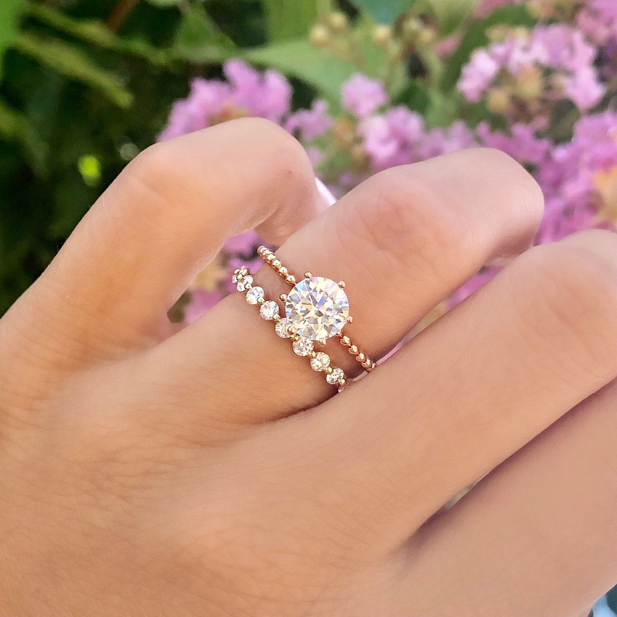 Solitaire Six Prong Beaded Engagement Setting