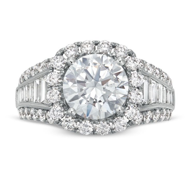 Simon G. Graduated Diamond Three Row Halo Engagement Setting In White Gold 18K