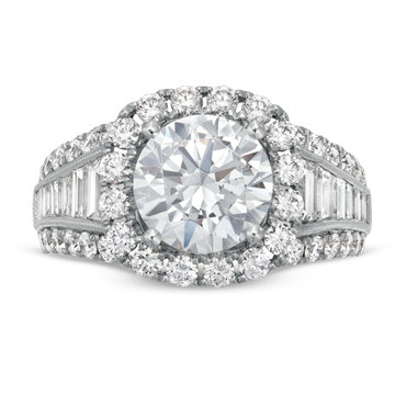 Simon G. Graduated Diamond Three Row Halo Engagement Setting In White Gold 18K