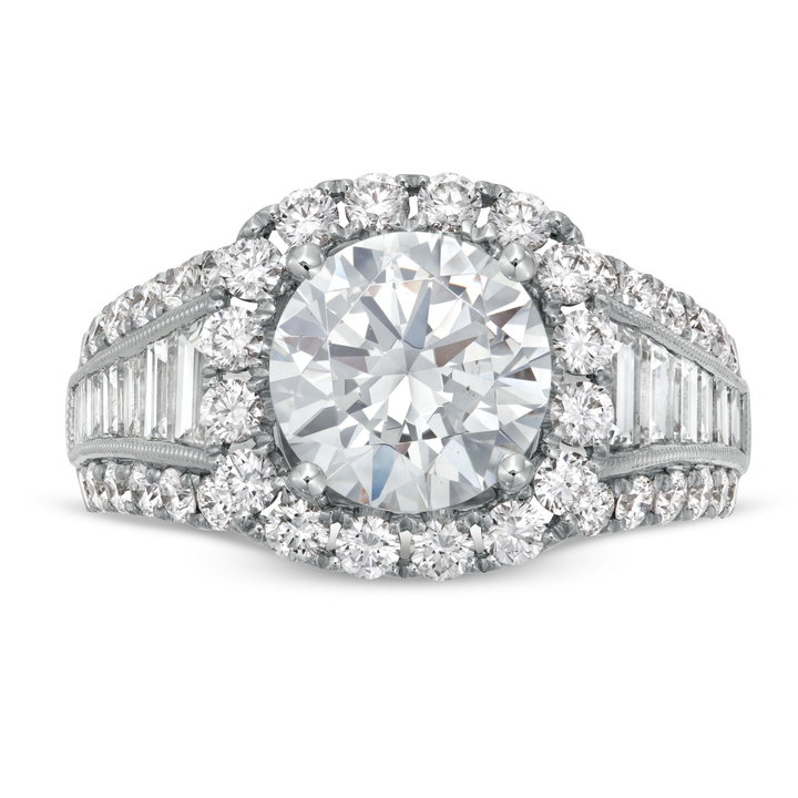 Simon G. Graduated Diamond Three Row Halo Engagement Setting In White Gold 18K