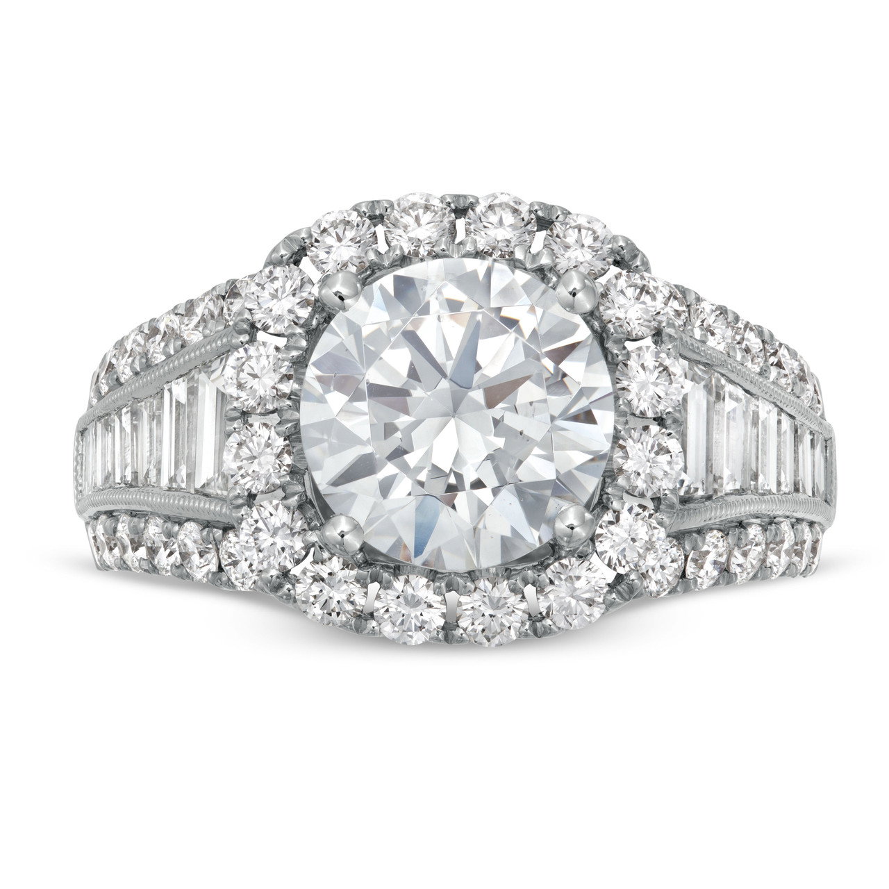 Simon G. Graduated Diamond Three Row Halo Engagement Setting 0