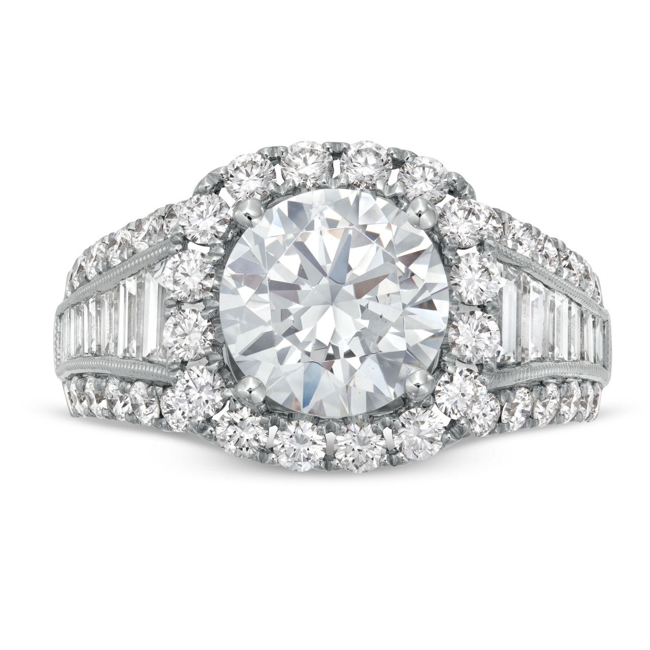 Simon G. Graduated Diamond Three Row Halo Engagement Setting