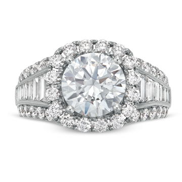 Simon G. Graduated Diamond Three Row Halo Engagement Setting In White Gold 18K