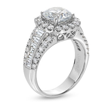 Simon G. Graduated Diamond Three Row Halo Engagement Setting In White Gold 18K