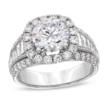 Simon G. Graduated Diamond Three Row Halo Engagement Setting In White Gold 18K
