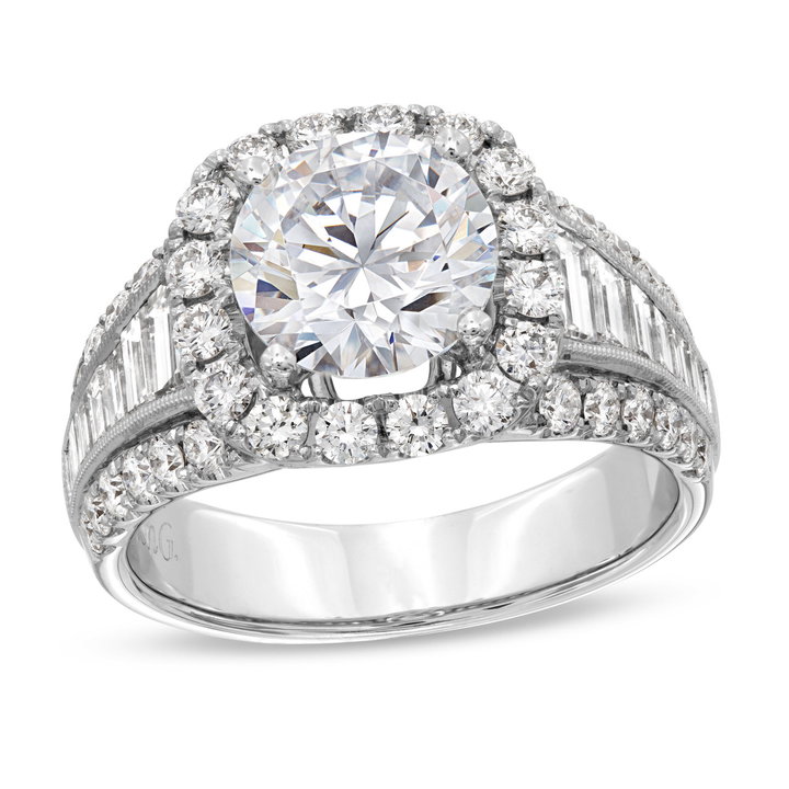 Simon G. Graduated Diamond Three Row Halo Engagement Setting In White Gold 18K