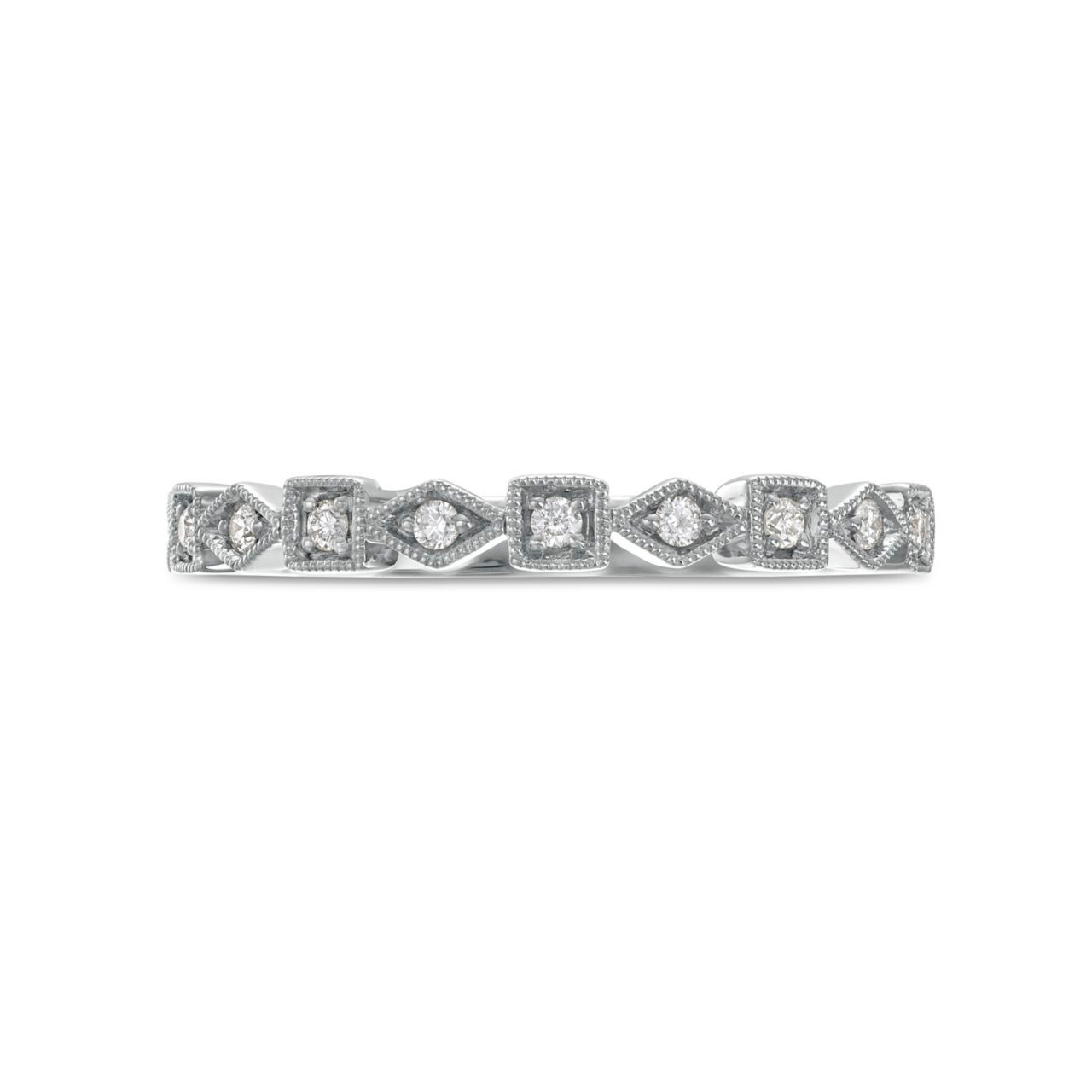 Geometric Frame Milgrain Wedding Band by Adorette