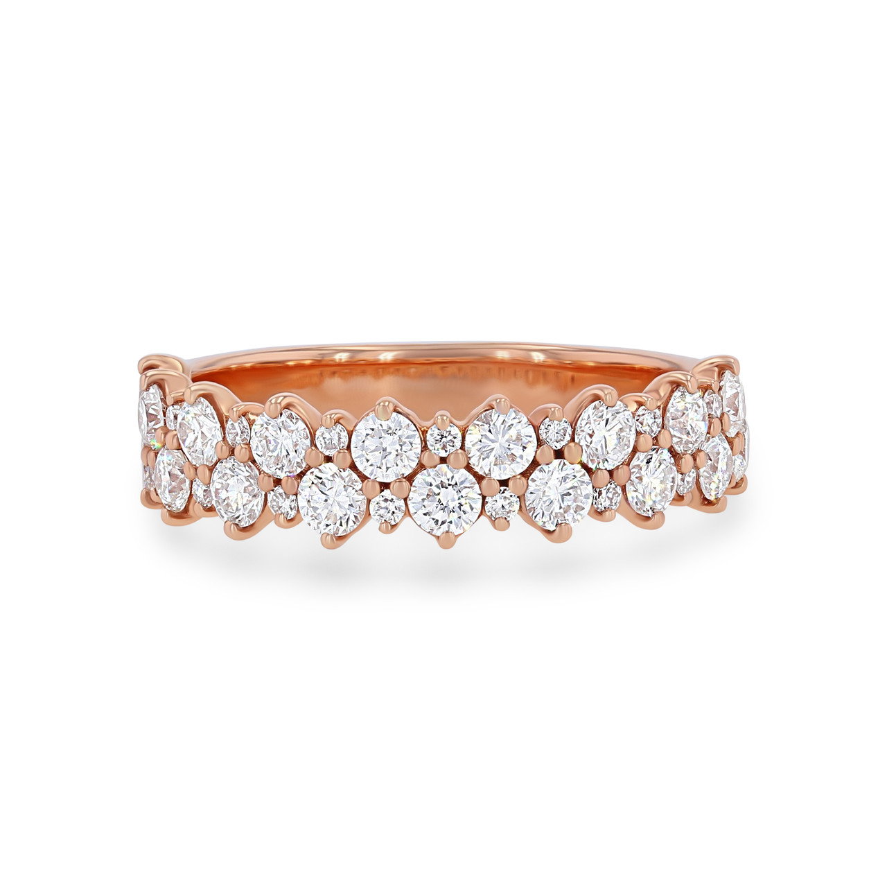 Two Row Alternating Diamond Wedding Band