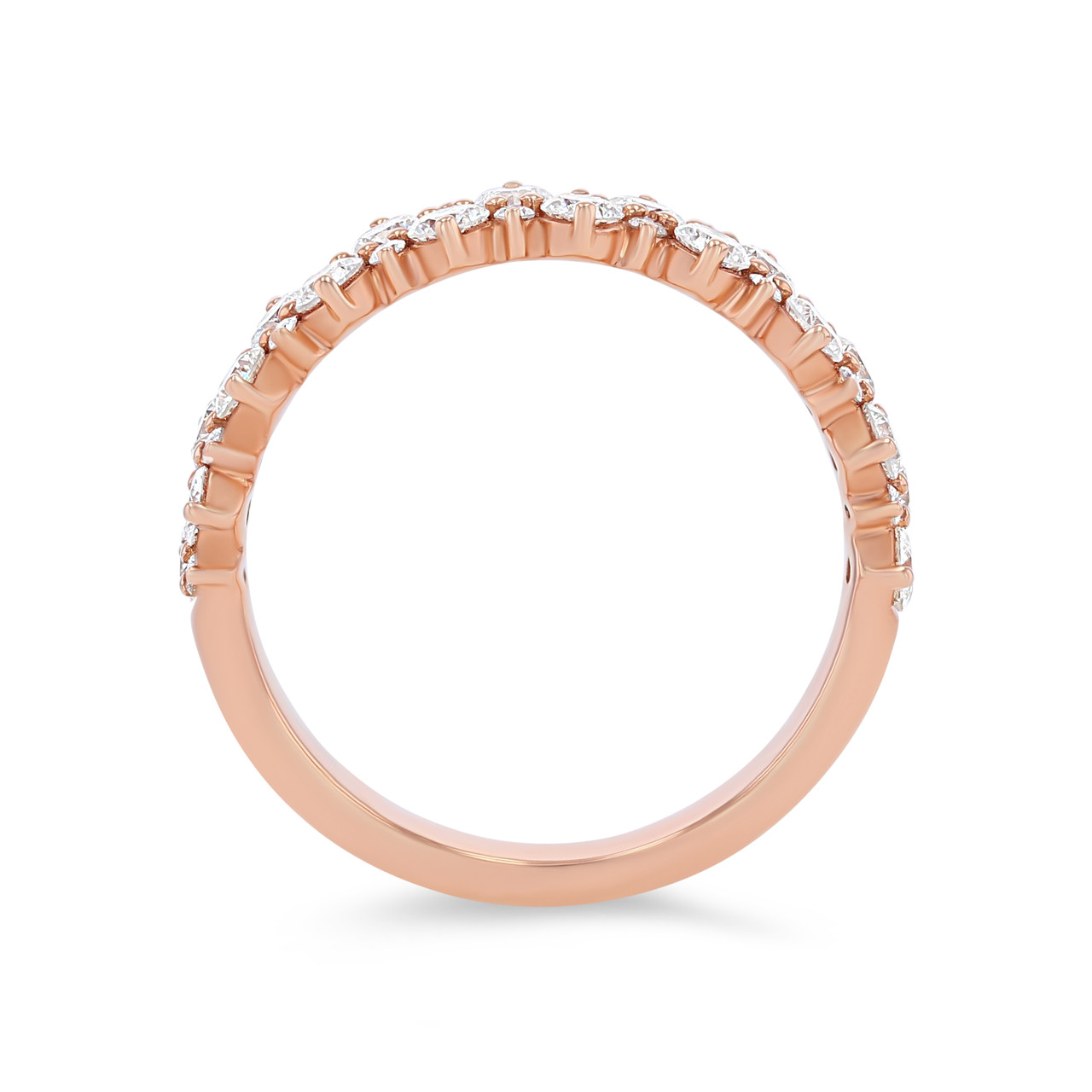 Two Row Alternating Diamond Wedding Band