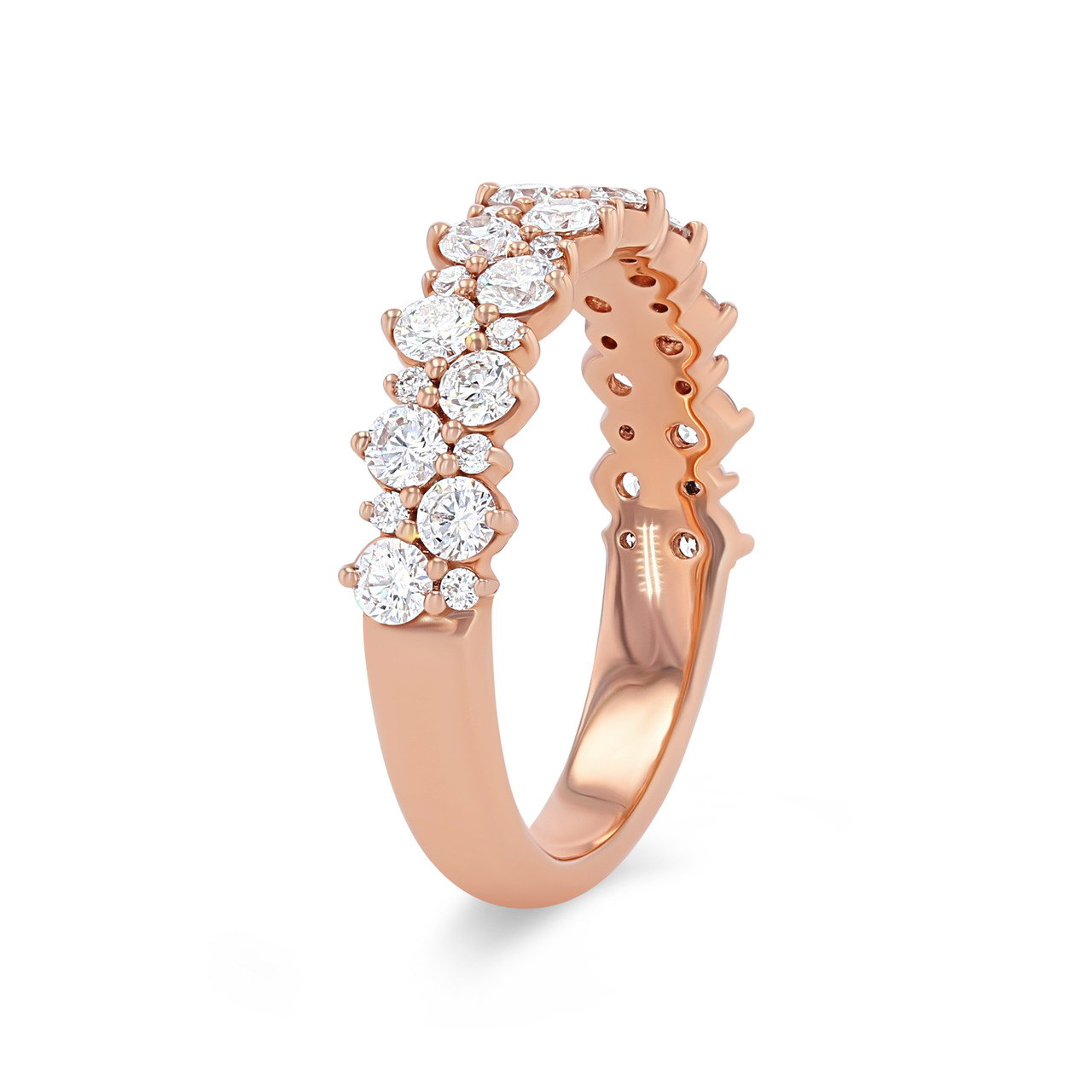 Two Row Alternating Diamond Wedding Band