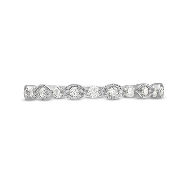 Alternating Marquise Frame Milgrain Wedding Band by Adorette In White Gold 14K