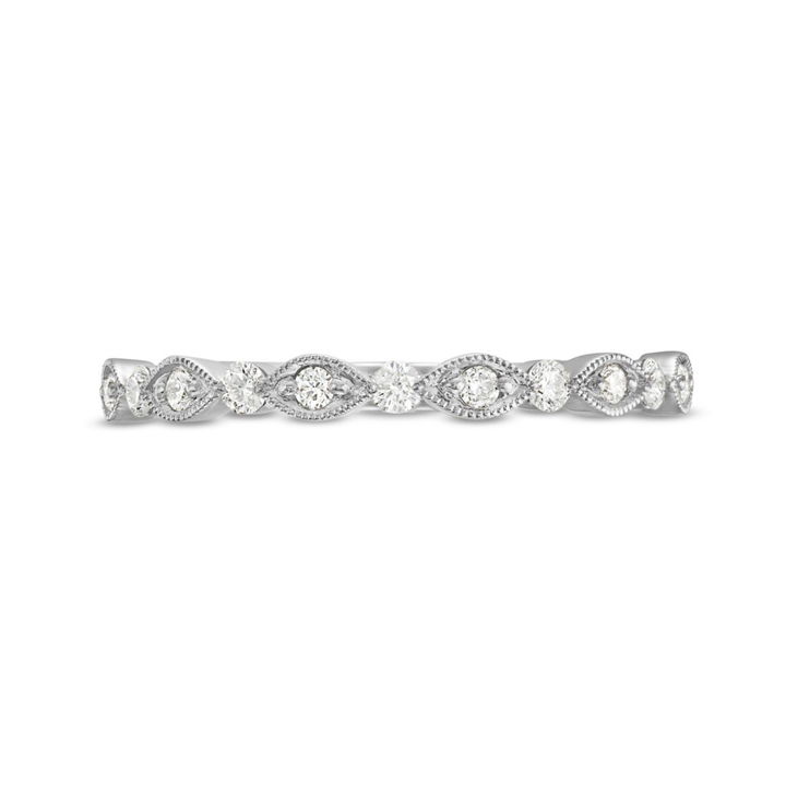White Gold 14K Alternating Marquise Frame Milgrain Wedding Band by Diamonds Direct Designs