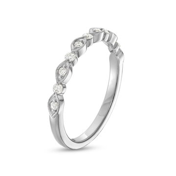 Alternating Marquise Frame Milgrain Wedding Band by Adorette In White Gold 14K