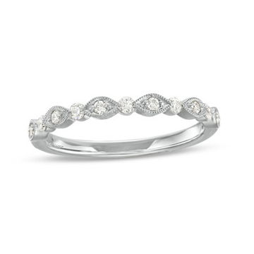 Alternating Marquise Frame Milgrain Wedding Band by Diamonds Direct Designs 7