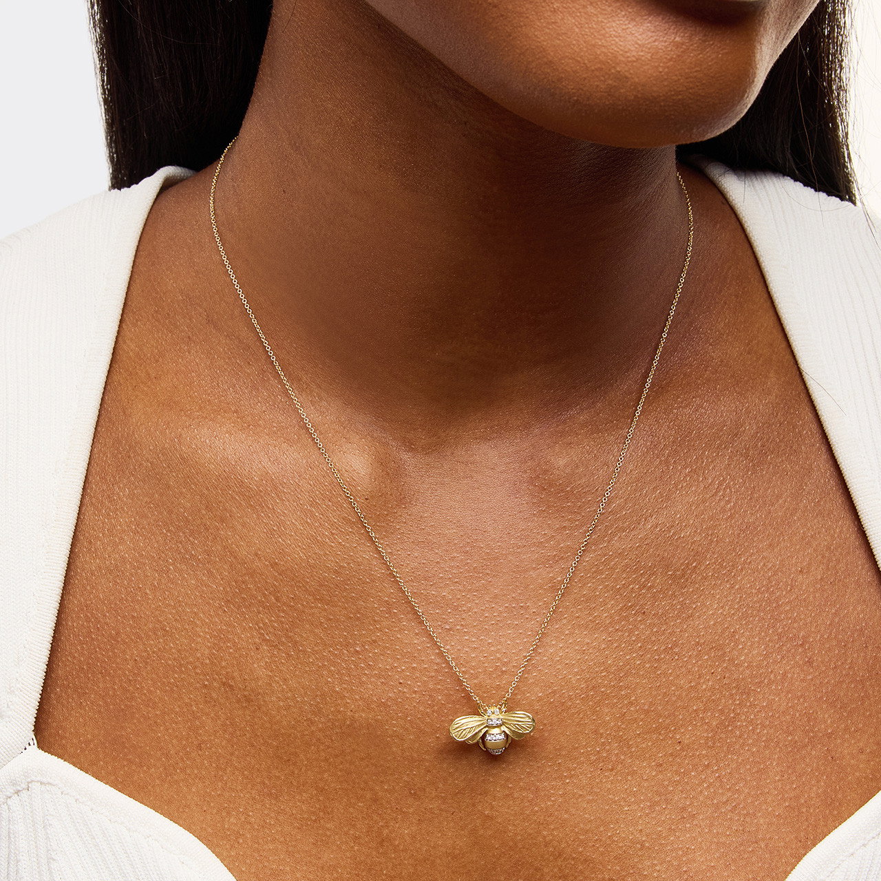 Simon G. Petite Bee Diamond Pendant 2