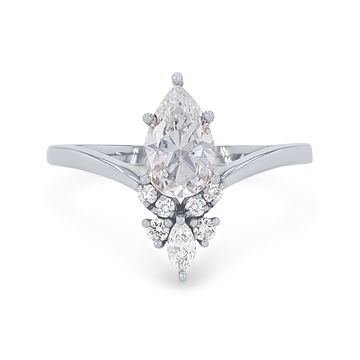 Contour Marquise and Round Diamond Engagement Setting In White Gold 14K