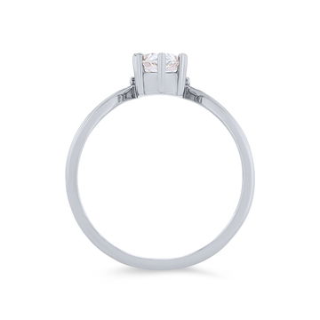 Contour Marquise and Round Diamond Engagement Setting In White Gold 14K