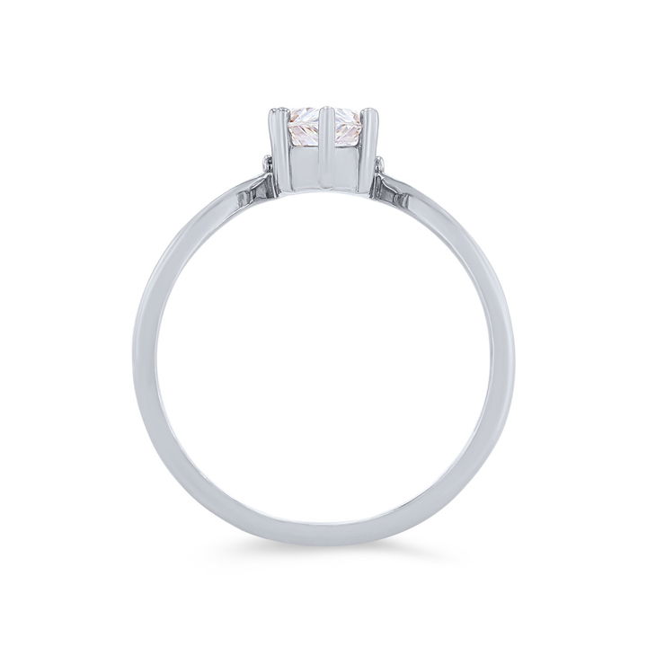 Contour Marquise and Round Diamond Engagement Setting In White Gold 14K
